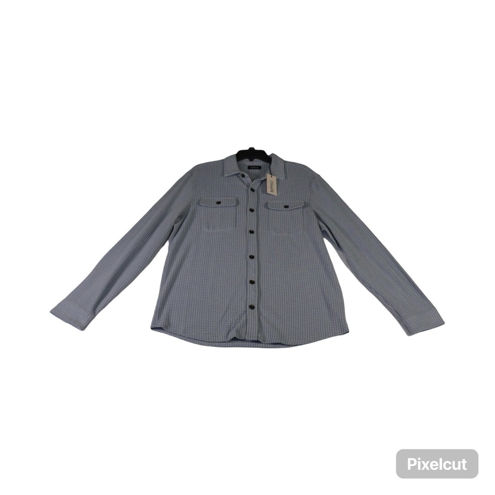 Buffalo David Bitton Samme Blanket Shirt Mens Medium Gray Houndstooth Button Up‎